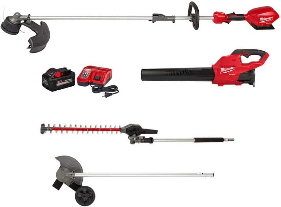 Milwaukee M18 FUEL 18V Lithium-Ion Brushless Cordless Electric String Trimmer/Blower Combo Kit w/Edger Hedge Trimmer (4-Tool)