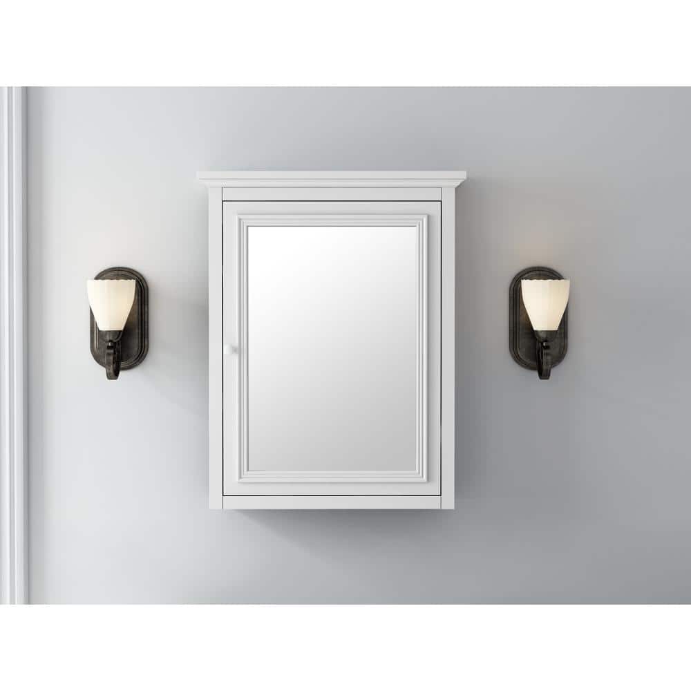Home Decorators Collection Fremont 24 in. W x 30 in. H Rectangular Wood Framed Wall Bathroom Vanity Mirror in White