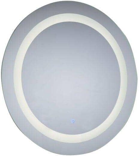 Home Decorators Collection 24 in. W x 24 in. H Round Frameless Wall Bathroom Vanity Mirror in Silver with LED Light