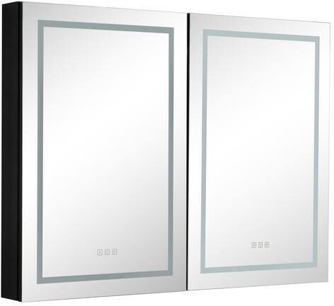 48 in. W x 30 in. H LED Rectangular Aluminum Framed Surface Mount Medicine Cabinet with Mirror Gold