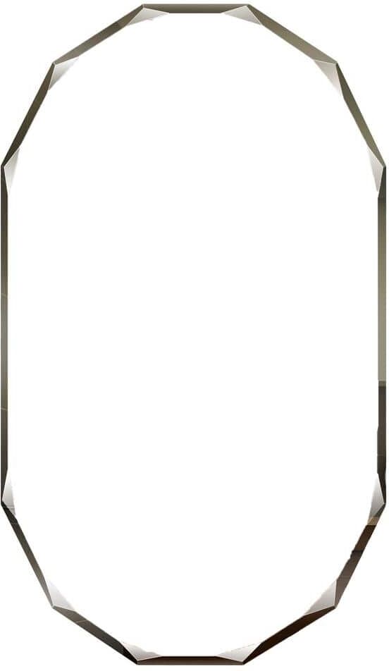 FORIOUS 20 in. W x 28 in. H L Oval Frameless Single Beveled Edge Wall Mounted Bathroom Vanity Mirror in Silver