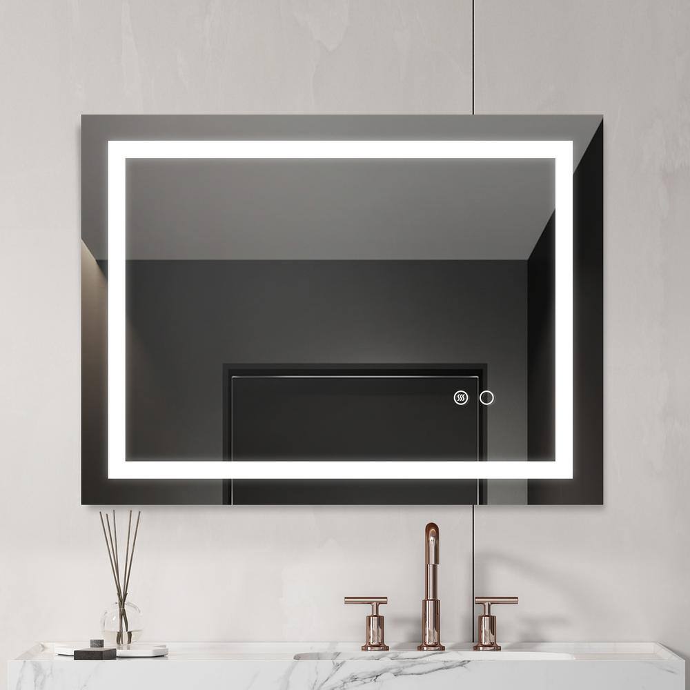 32 in. W x 24 in. H Rectangular Frameless Wall Mounted Bathroom Vanity Mirror, LED Lighted Makeup Vanity Mirror in White