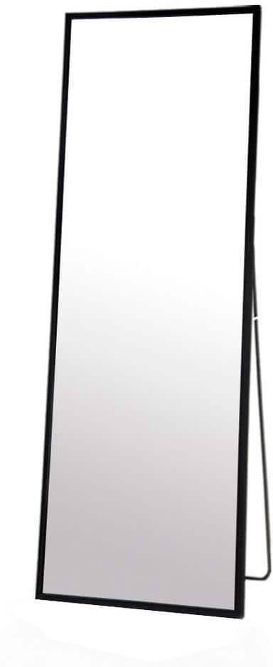 23.6 in. W x 64.9 in. H Rectangular Aluminum Framed Wall Bathroom Vanity Mirror in Black with Stands