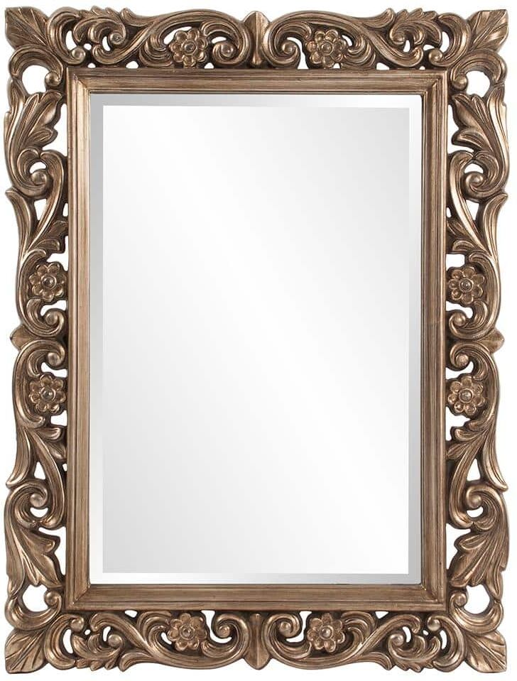 Marley Forrest Large Rectangle Antique Aged Silver Leaf With Black Highlights Beveled Glass Classic Mirror (41 in. H x 31 in. W)