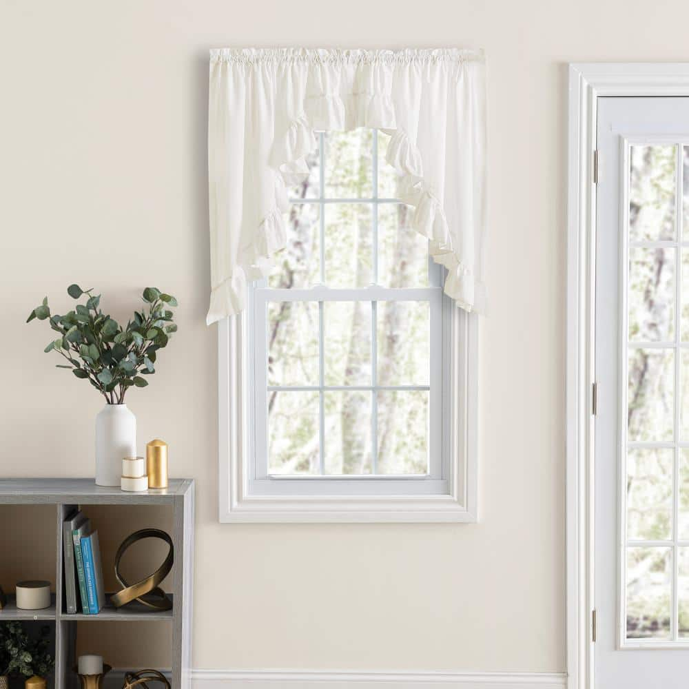 Ellis Curtain Classic Wide Ruffled 38 in. L Polyester/Cotton Swag Valance in Natural