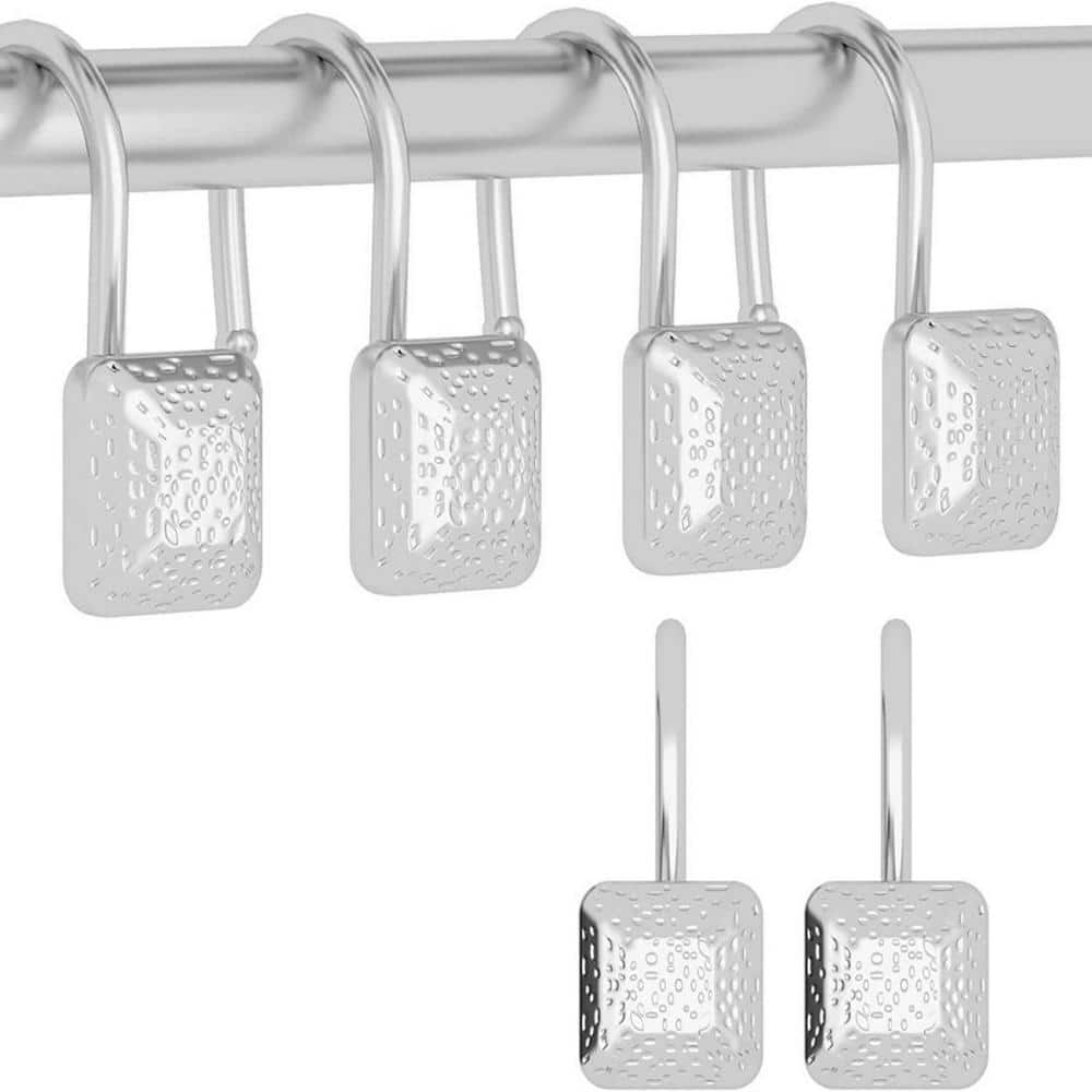 Movisa Zinc Alloy Shower Curtain Rings/Hooks in sliver, Set of 12