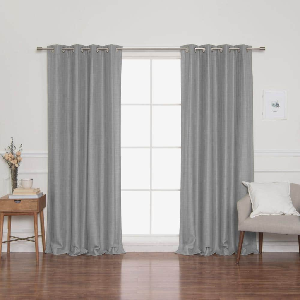 Best Home Fashion Woven Faux Linen Grommet Curtains with Blackout Lining