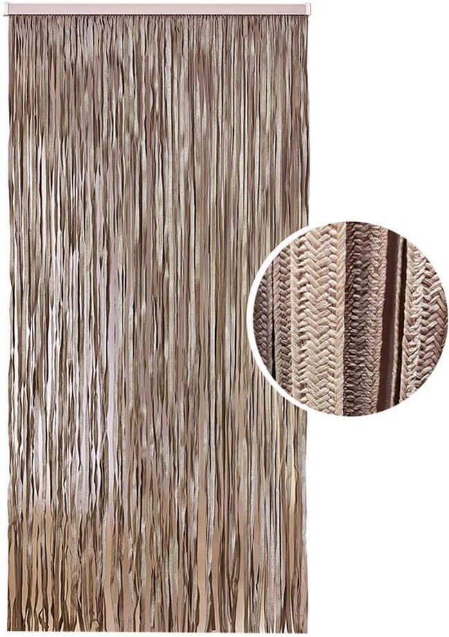 Braided Paper Chevron Curtain Door or Doorway 94 Strings 78.8"H x 35.5"W Light Filtering Sheer Curtain 1 Panel Taupe