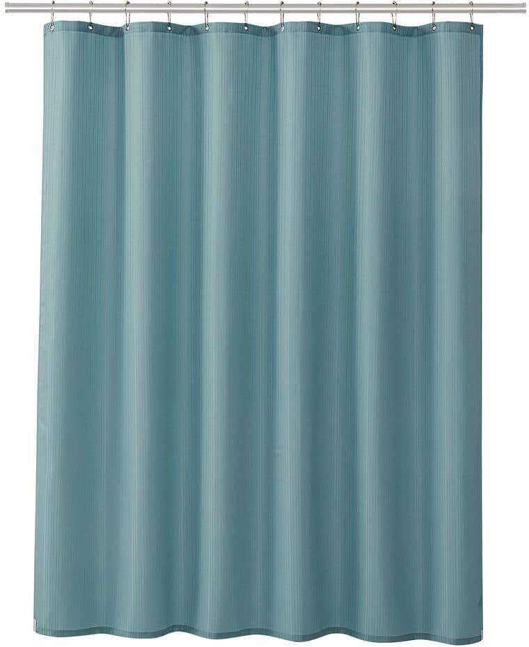 Clorox Aqua 100% Polyester Shower Curtain Set with Waterproof PEVA Liner and 12 Metal Hooks, 70 in. x 72 in.