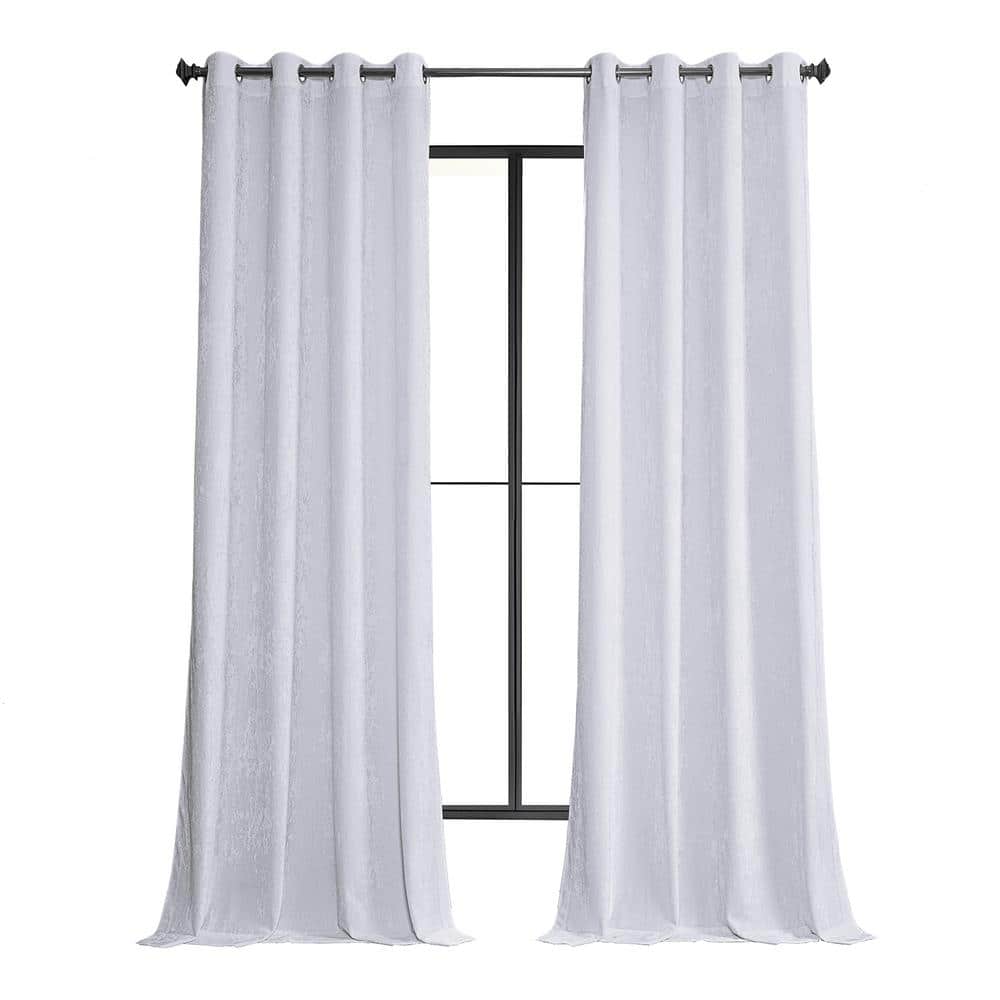 Exclusive Fabrics & Furnishings Pearl White Lush Crush Velvet 50 in. W x 108 in. L - Grommet Room Darkening Curtains (Single Panel)