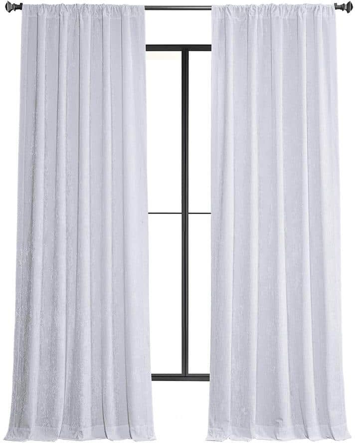 Exclusive Fabrics & Furnishings Pearl White Lush Crush Velvet 50 in. W x 108 in. L - Rod Pocket Room Darkening Curtains (Single Panel)