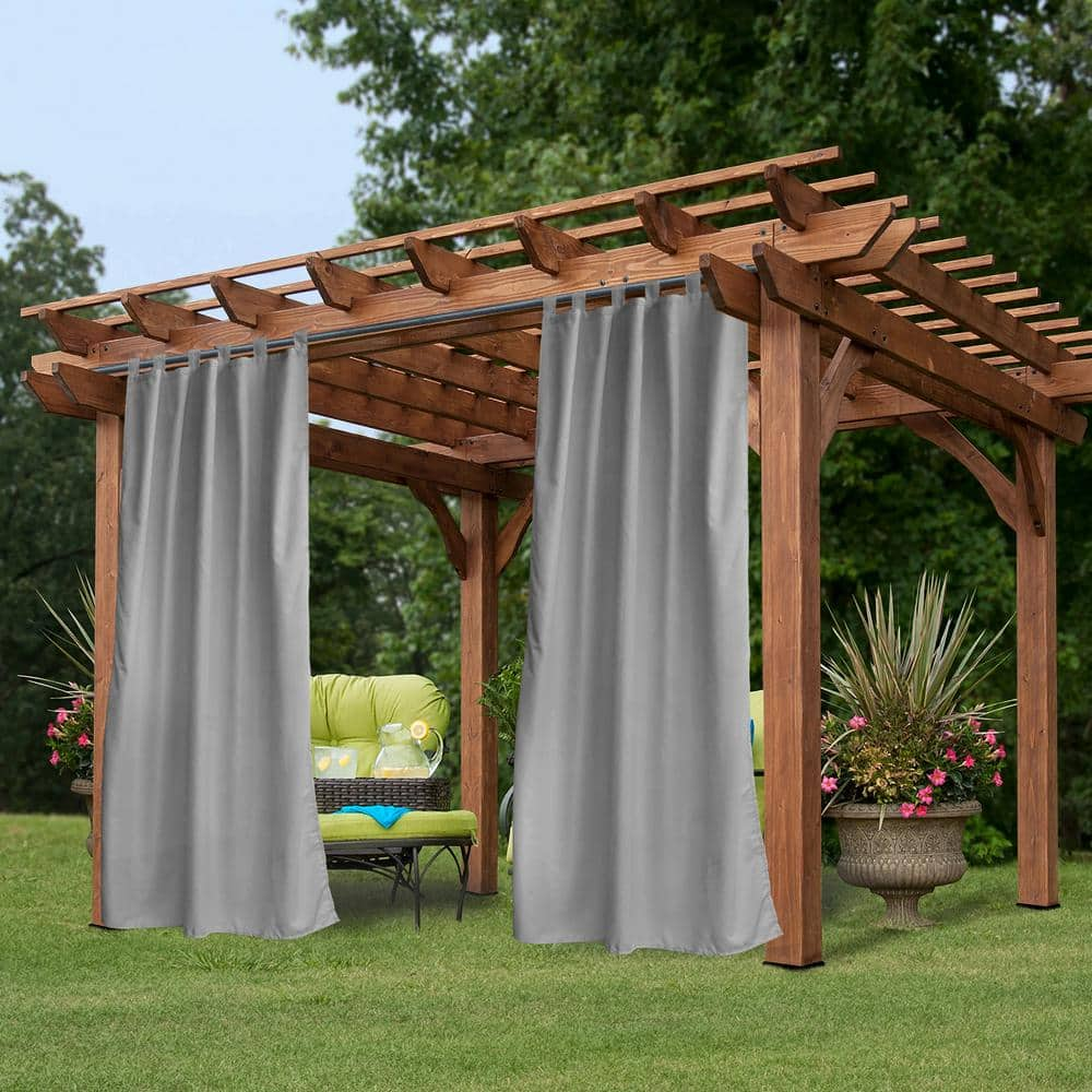 Pro Space 50 in x 85 in Outdoor Waterproof Windproof Detachable Sticky Tab Top Thermal Insulated Curtain , Grey (1 Panel)