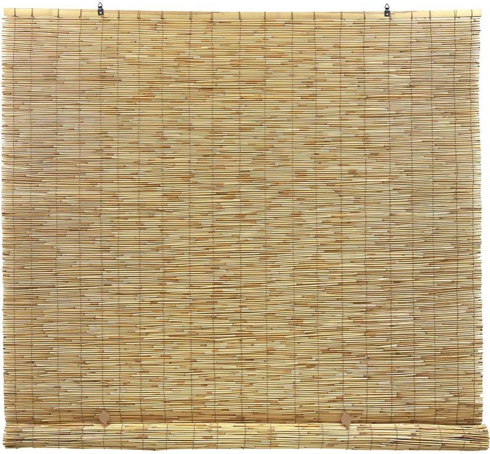 Radiance Natural Cordless Light Filtering Bamboo Reed Blind Interior/Exterior Manual Roll-Up Shade 48 in. W x 72 in. L