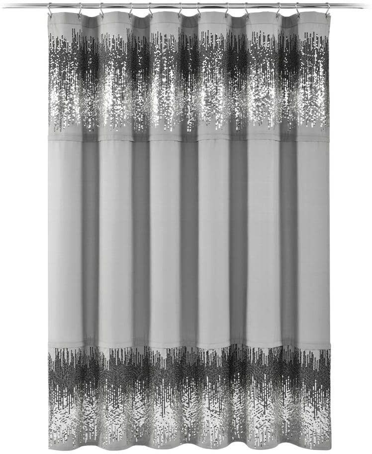 Lush Decor 70 in. x 72 in. Shimmer Sequins Shower Curtain Dark Gray/Black Single