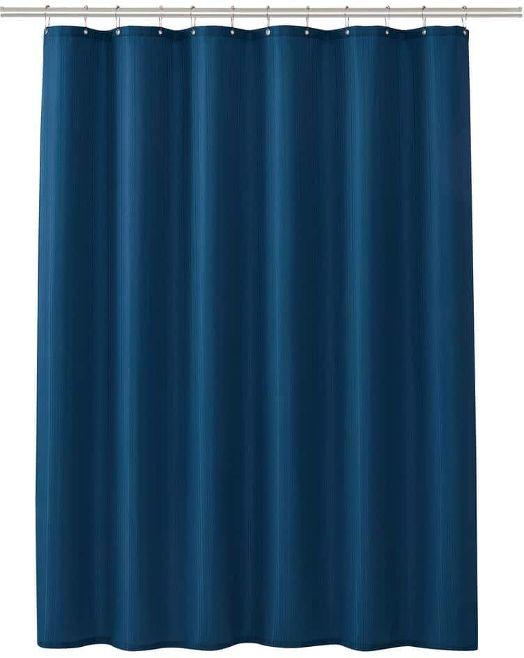 Clorox Midnight Blue 100% Polyester Shower Curtain Set with Waterproof PEVA Liner and 12 Metal Hooks, 70 in. x 72 in.