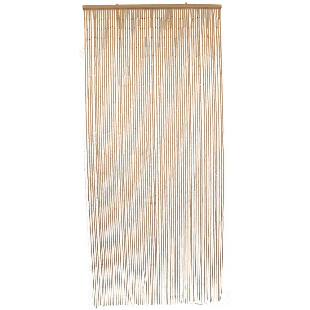 Beaded Natural Bamboo Curtain Door 65 Strings 35.5 in. W x 78.8 in. L Wall Mounted Light Filtering Sheer Curtain 1 Panel
