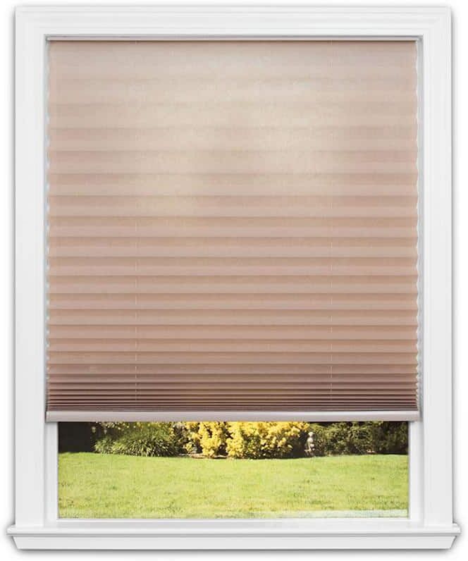 Redi Shade Easy Lift Cut-to-Size Natural Cordless Light Filtering Fabric Pleated Shade 30 in. W x 64 in. L