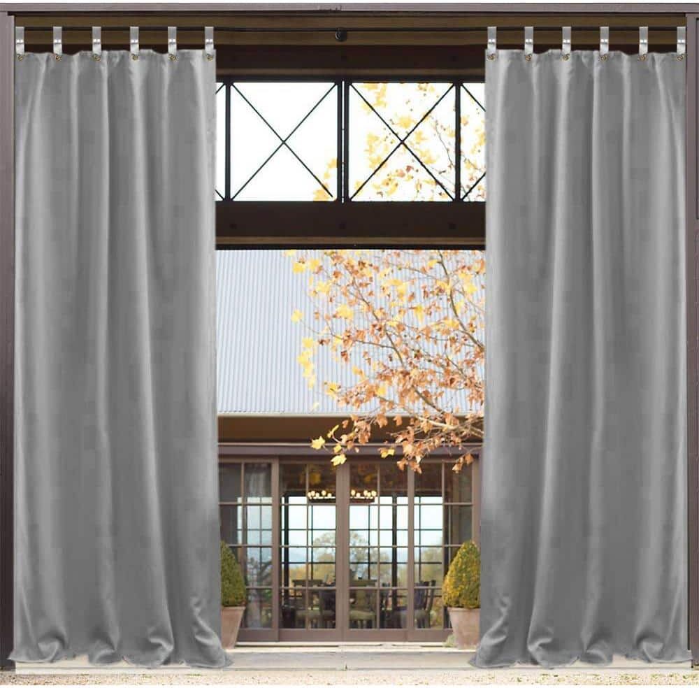 Pro Space Outdoor Blackout Curtain Panel for Porch Patio，Privacy Drape Band Window Waterproof Curtain，50x84 Inch, Grey