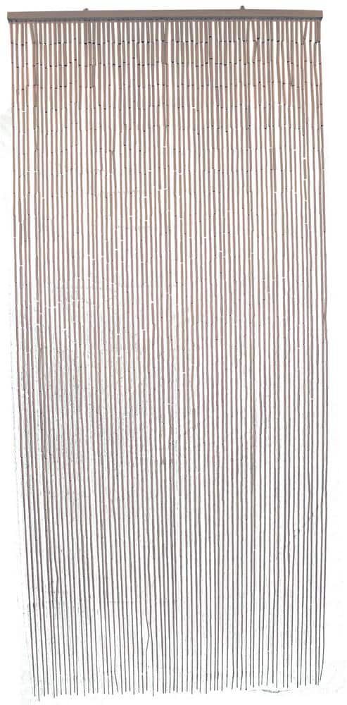 Beaded Taupe Bamboo Curtain Door 65 Strings 35.5 in. W x 78.8 in. L Wall Mounted Light Filtering Sheer Curtain 1 Panel