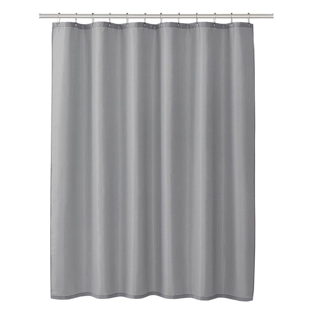 Clorox Gray 100% Polyester Shower Curtain Set with Waterproof PEVA Liner and 12 Metal Hooks, 70 in. x 72 in.