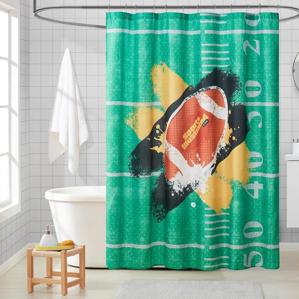 Sports Illustrated Fabric Shower Curtain, 70"x72", Football Engineered