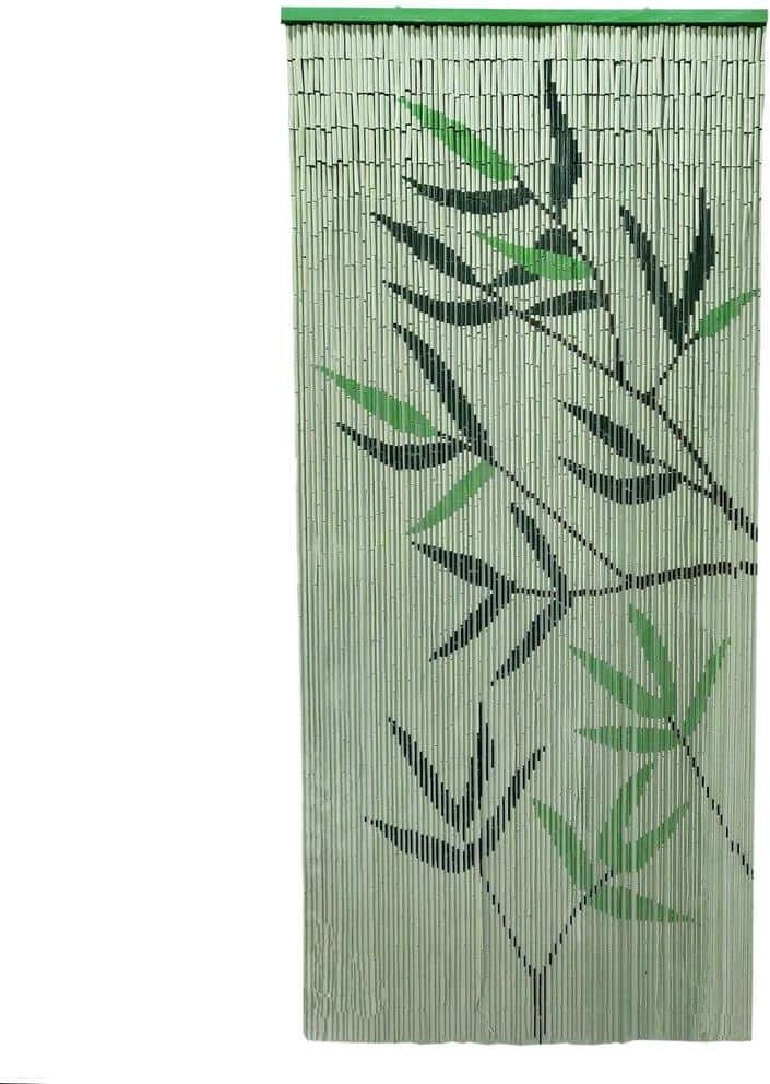 Leaves Beaded Bamboo Curtain Door 90 Strings 35.5 in. W x 78.8 in. L Wall Mounted Light Filtering Sheer Curtain 1 Panel