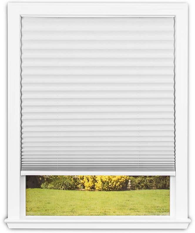 Redi Shade Easy Lift Cut-to-Size White Cordless Room Darkening Fabric Pleated Shades 30 in. W x 64 in. L