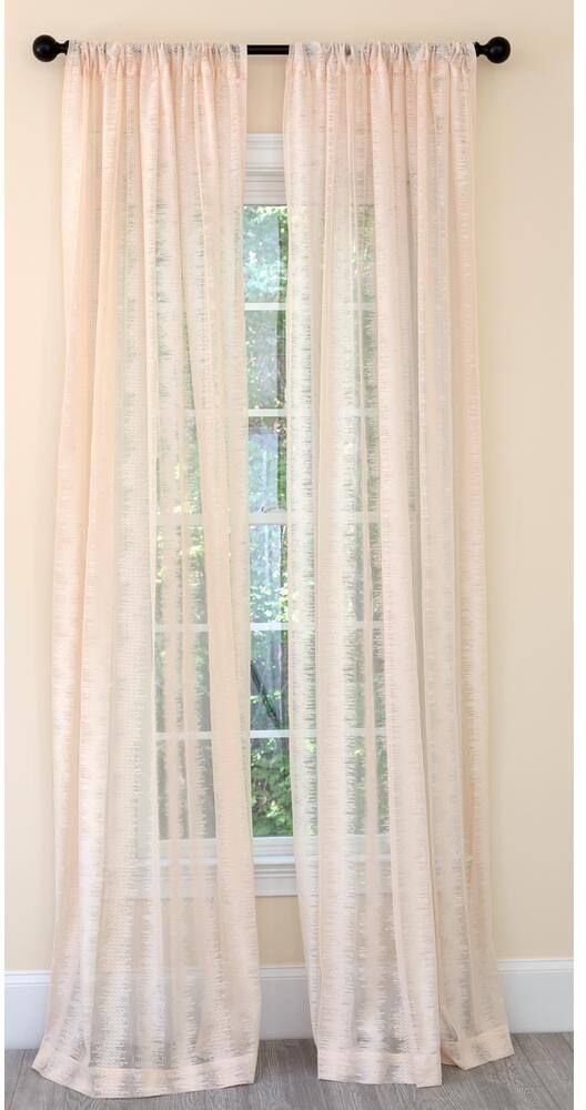 Manor Luxe Champagne Damask Rod Pocket Sheer Curtain - 54 in. W x 120 in. L