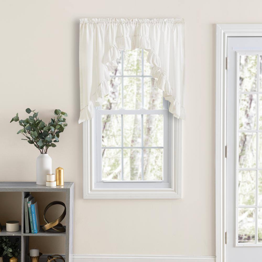 Ellis Curtain Classic Wide Ruffled 63 in. L Polyester/Cotton Swag Valance in Natural