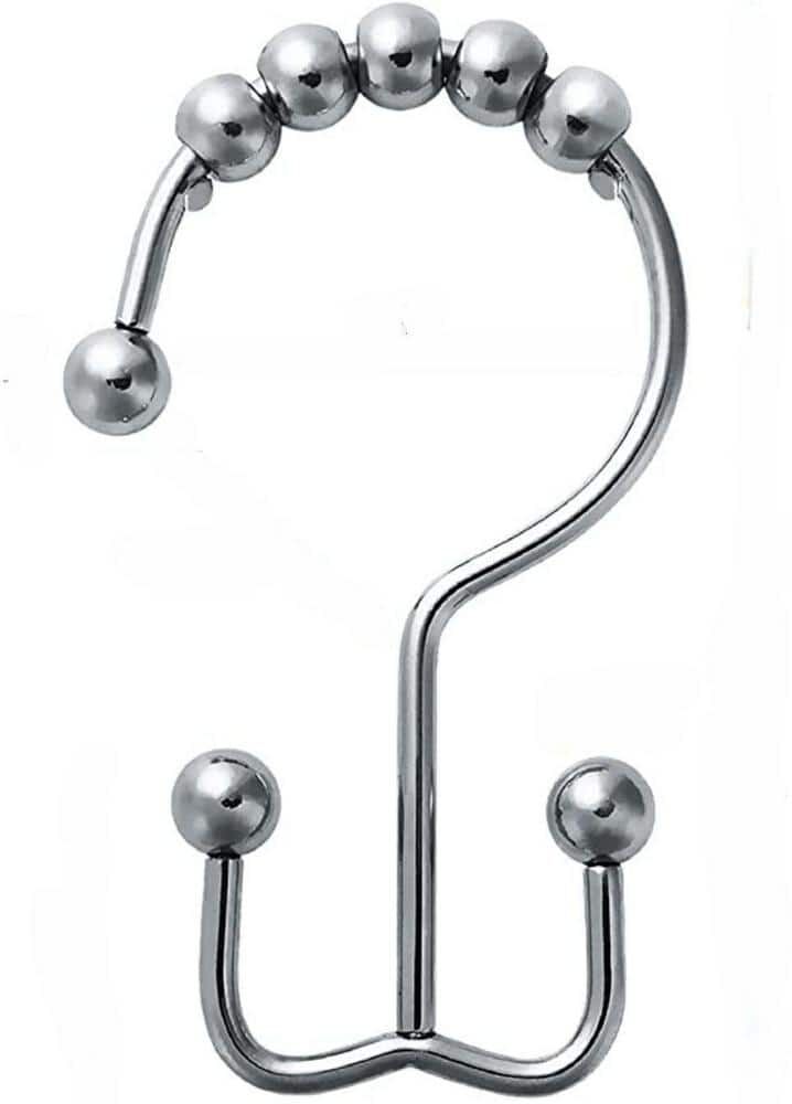 Dyiom Rust-Resistant Metal Double Glide Shower Hooks for Bathroom Shower Curtains Rings/Hooks, in Chrome