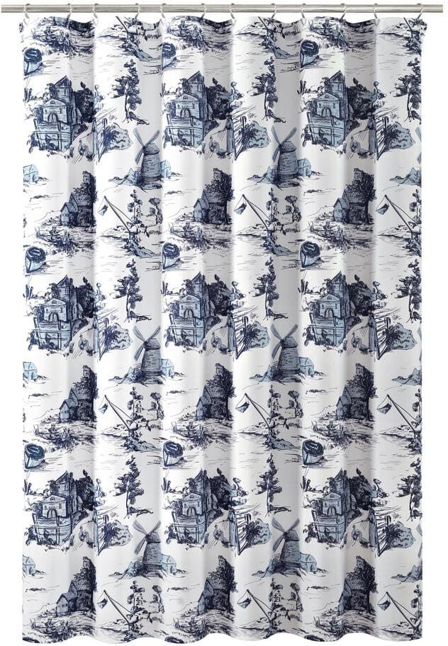 Lush Decor 72 in. x 72 in. French Country Toile Shower Curtain White/Blue Single