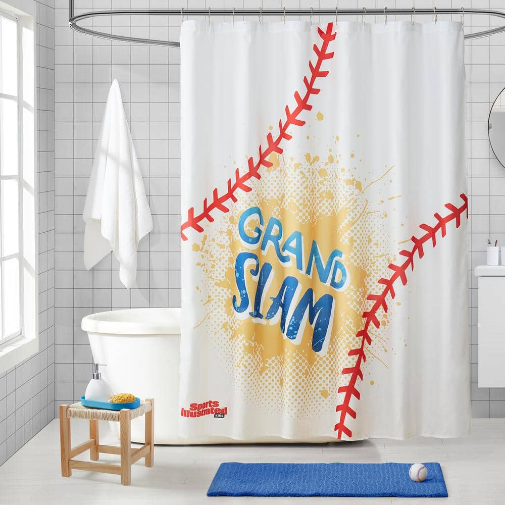 Sports Illustrated Fabric Shower Curtain, 70"x72", Baseball Engineered