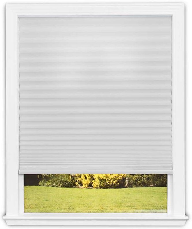 Redi Shade Easy Lift Cut-to-Size White Cordless Light Filtering Fabric Pleated Shade 48 in. W x 64 in. L