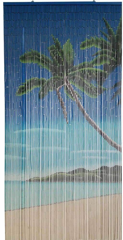 Lagoon Beaded Bamboo Curtain Door 90 Strings 35.5 in. W x 78.8 in. L Wall Mounted Light Filtering Sheer Curtain 1 Panel