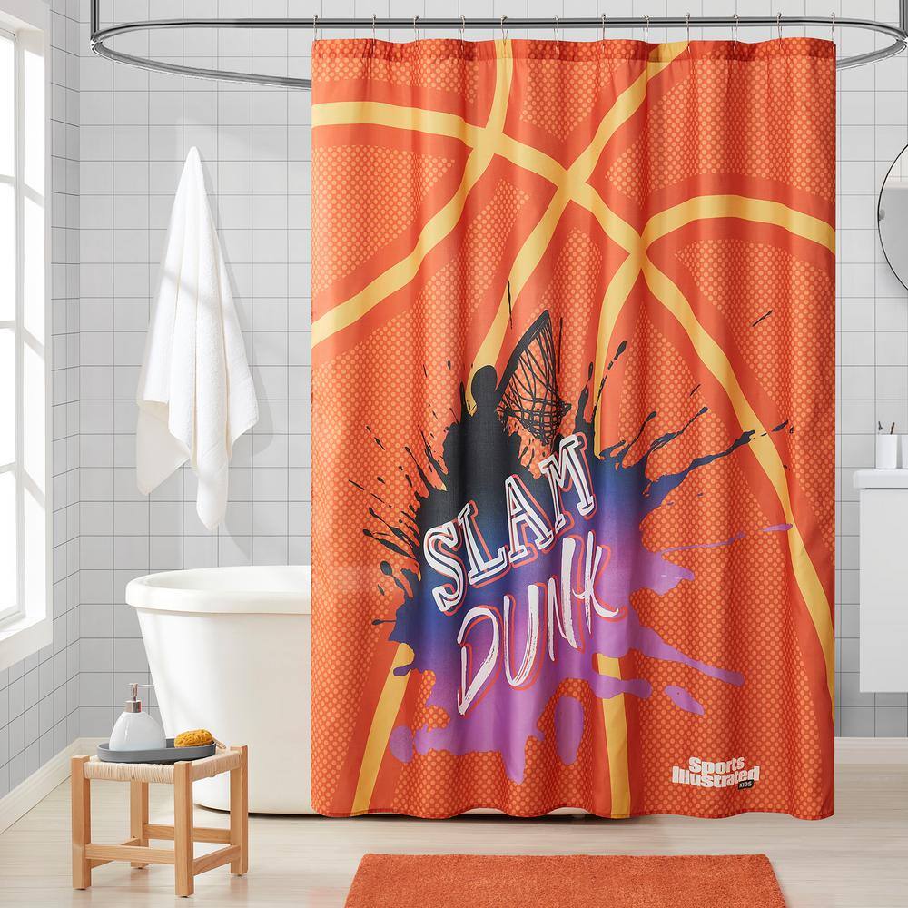 Sports Illustrated Fabric Shower Curtain, 70"x72", Basketball Engineered