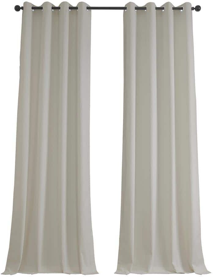 Exclusive Fabrics & Furnishings Ivory Lounge Embossed Grommet Velvet Curtains 50 in. W x 108 in. L Room Darkening Curtain (Single Panel)