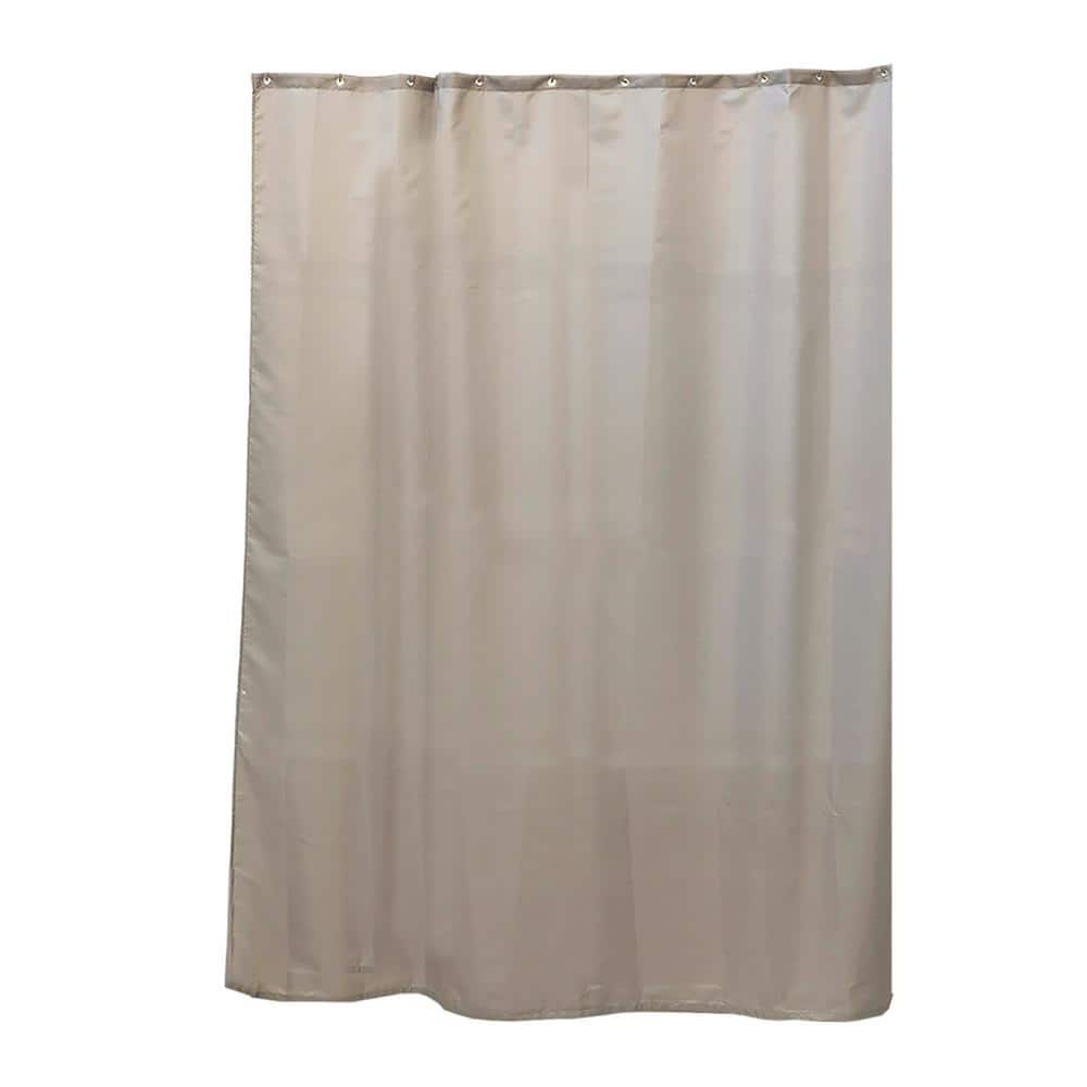Design S Fabric 79 in. Polyester Shower Curtain Set with 12 Matching Rings Taupe