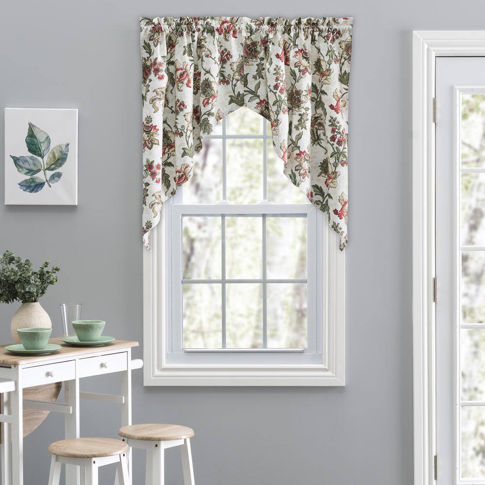 Ellis Curtain Madison Floral 36 in. L Polyester/Cotton Tailored Swag in Brick