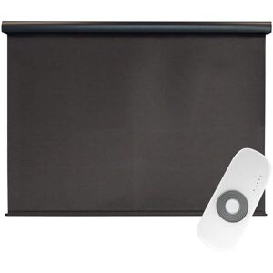 SeaSun Moonstone Dark Brown Motorized Outdoor Patio Roller Shade with Valance 72 in. W x 96 in. L