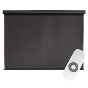SeaSun Moonstone Dark Brown Motorized Outdoor Patio Roller Shade with Valance 84 in. W x 96 in. L