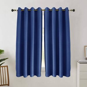 Pro Space 52 in. W x 108 in. L 100% Total Heavy-Duty Linen Textured Thermal Blackout Curtains, Dark Blue（1-pack）