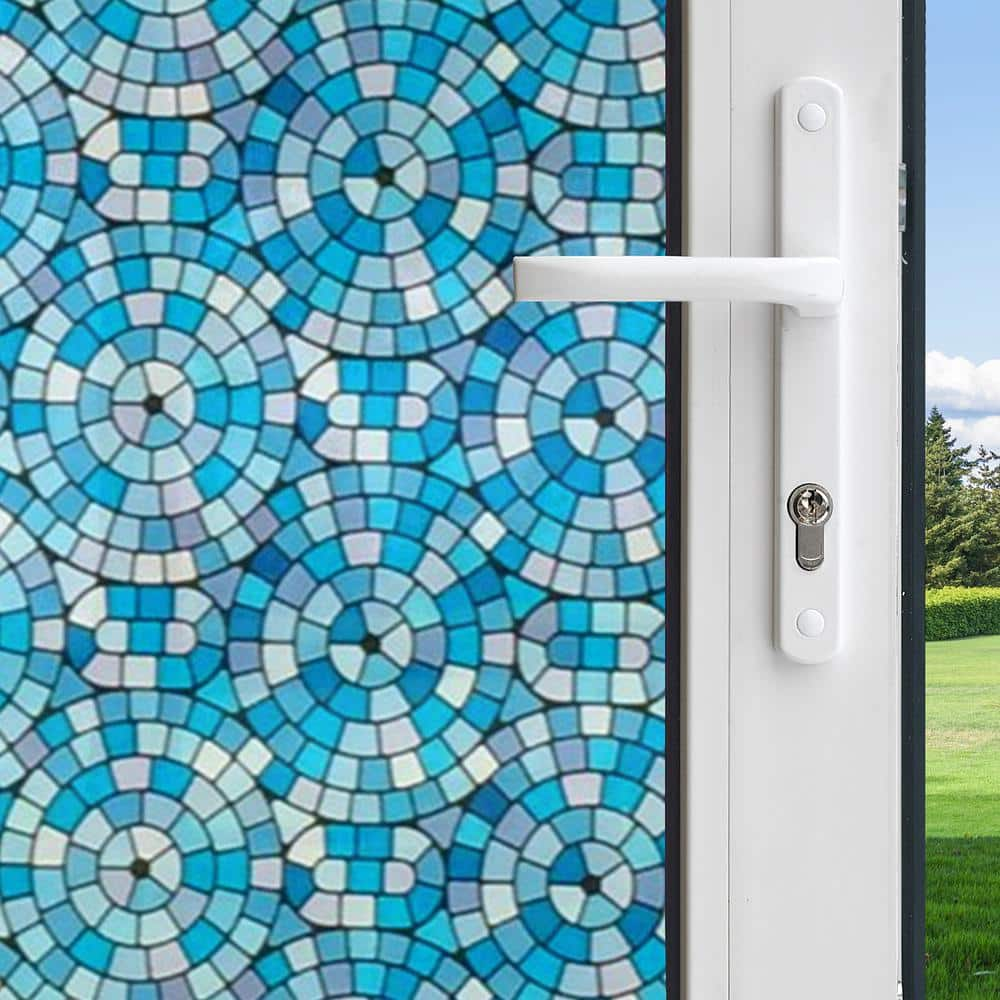 Gila 36 in. x 78 in. Mosaic Circles Decor Series Privacy Control Window Film