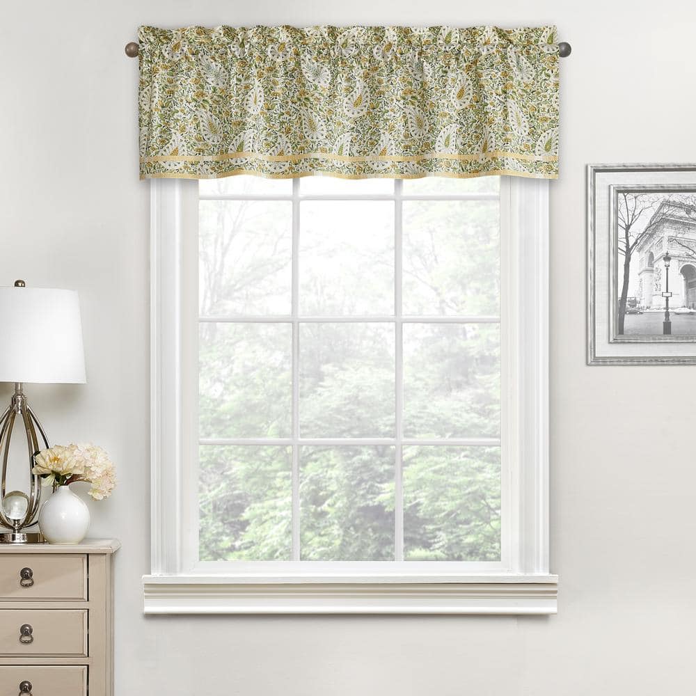 Waverly Paisley Verveine Window Valance in Spring - 52 in. W x 16 in. L