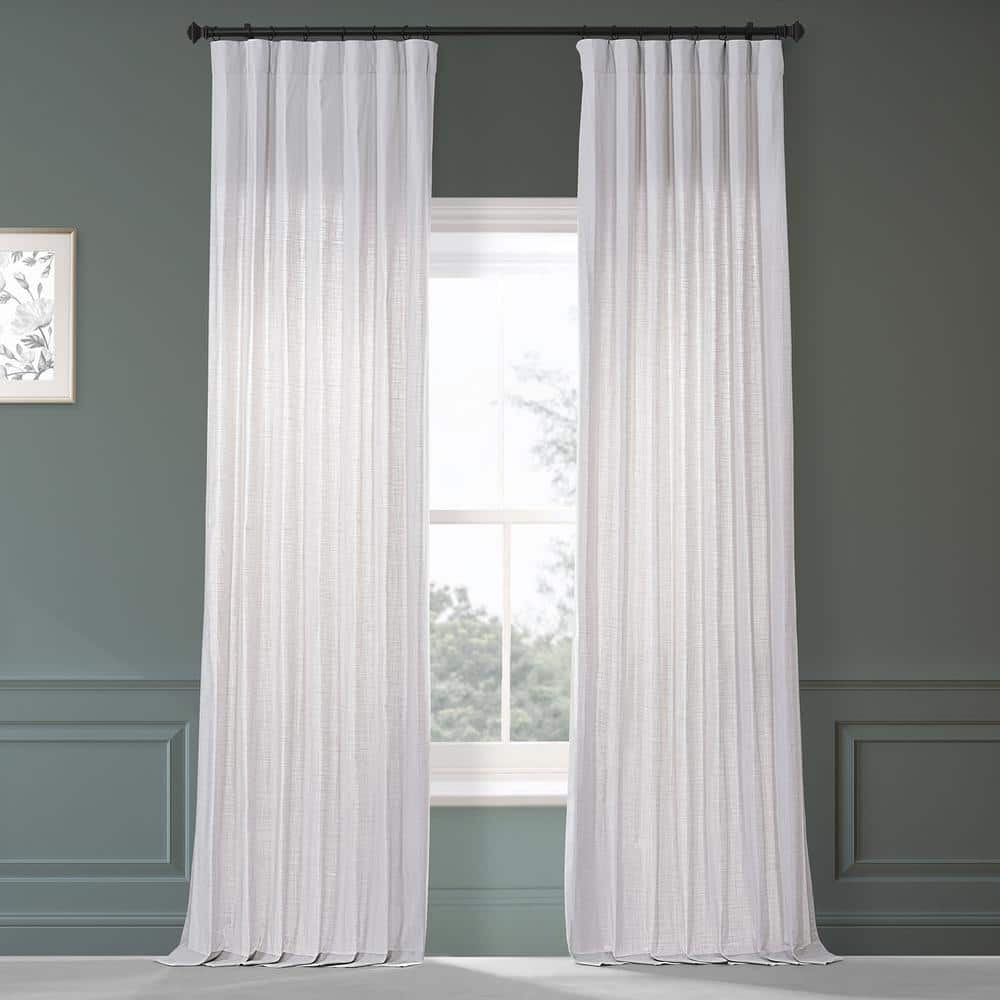 Exclusive Fabrics & Furnishings Prime White Dune Textured Solid Cotton Light Filtering Curtain Pair - 50 in. W x 84 in. L (2 Panels)