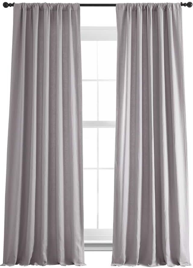 Exclusive Fabrics & Furnishings Earl Grey French Linen Rod Pocket Room Darkening Curtain 50 in. W x 120 in. L Single Window Panel