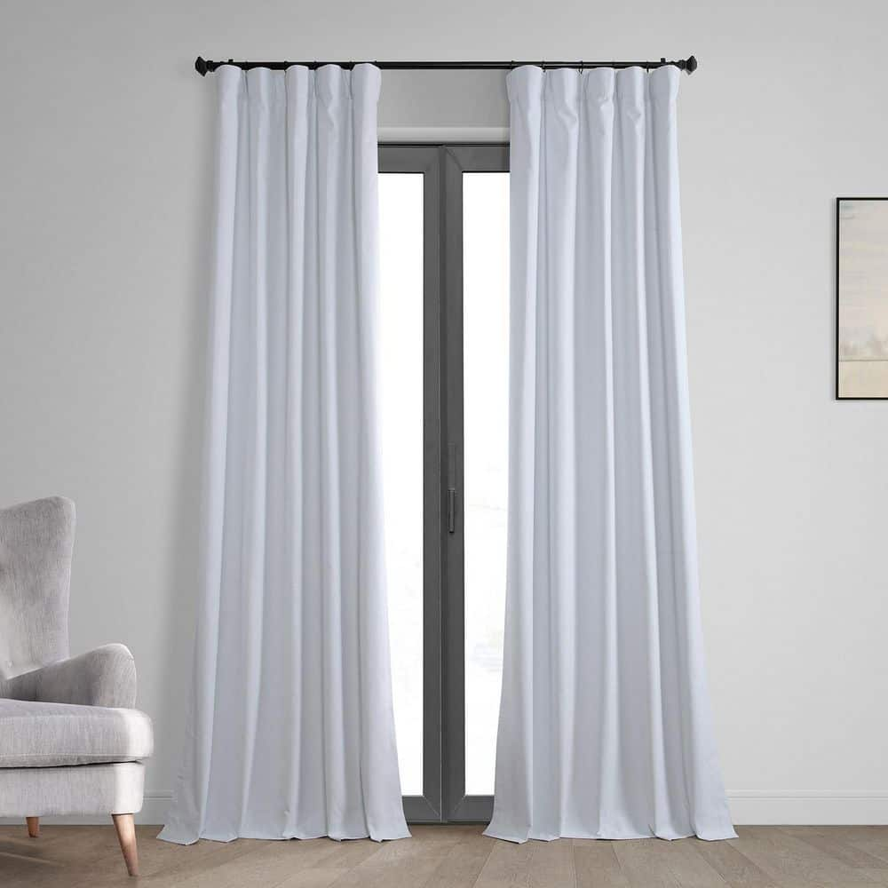 Exclusive Fabrics & Furnishings White Vintage Thermal Cross Linen Weave Blackout Rod Pocket Curtain - 50 in. W x 108 in. L (1 Panel)