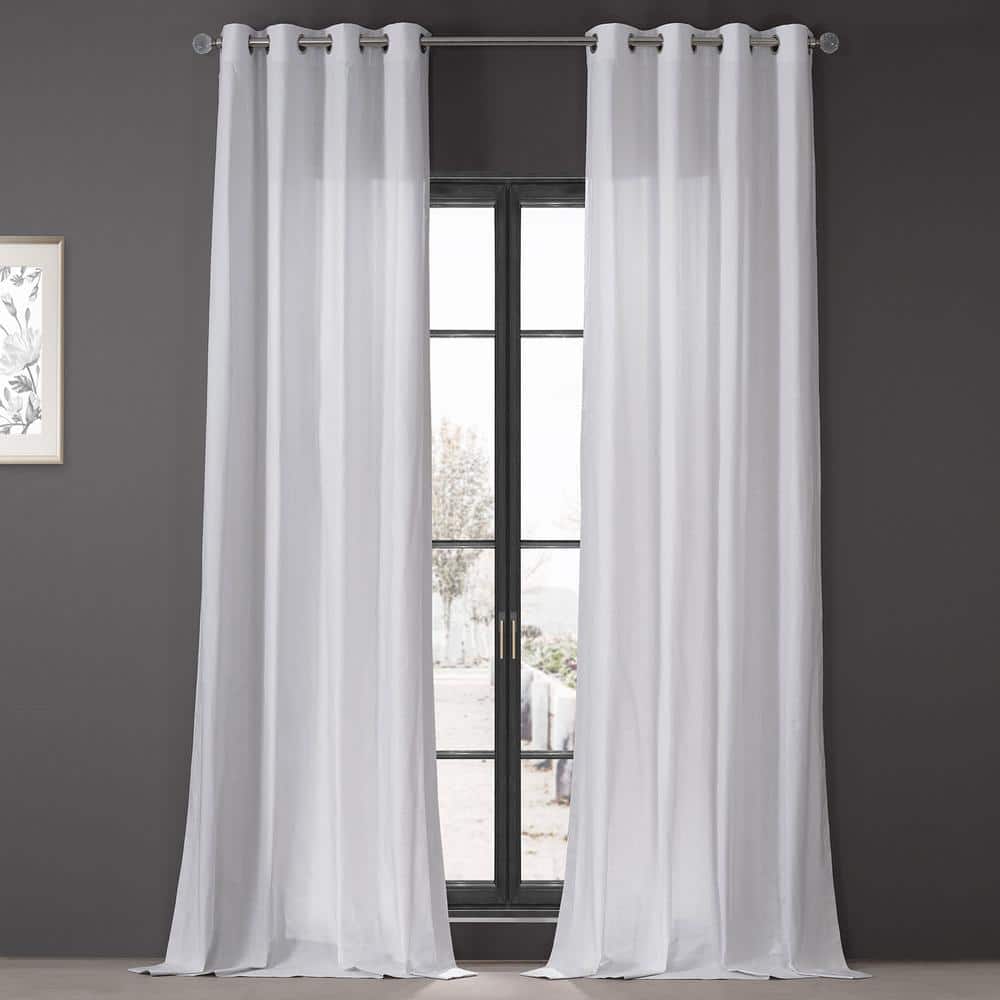 Exclusive Fabrics & Furnishings Prime White Dune Textured Solid Cotton Grommet Light Filtering Curtain Pair - 50 in. W x 108 in. L (2 Panels)