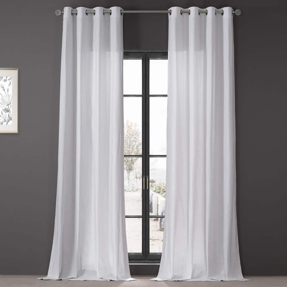 Exclusive Fabrics & Furnishings Prime White Dune Textured Solid Cotton Grommet Light Filtering Curtain Pair - 50 in. W x 96 in. L (2 Panels)