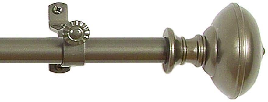 ACHIM Buono II Othello 48 in. - 86 in. Adjustable 3/4 in. Single Curtain Rod in Pewter Othello Finials