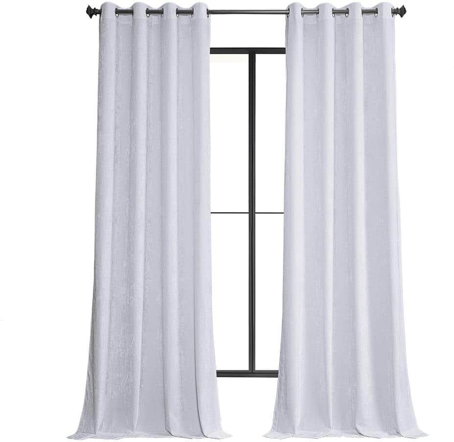 Exclusive Fabrics & Furnishings Pearl White Lush Crush Velvet 50 in. W x 84 in. L - Grommet Room Darkening Curtains (Single Panel)